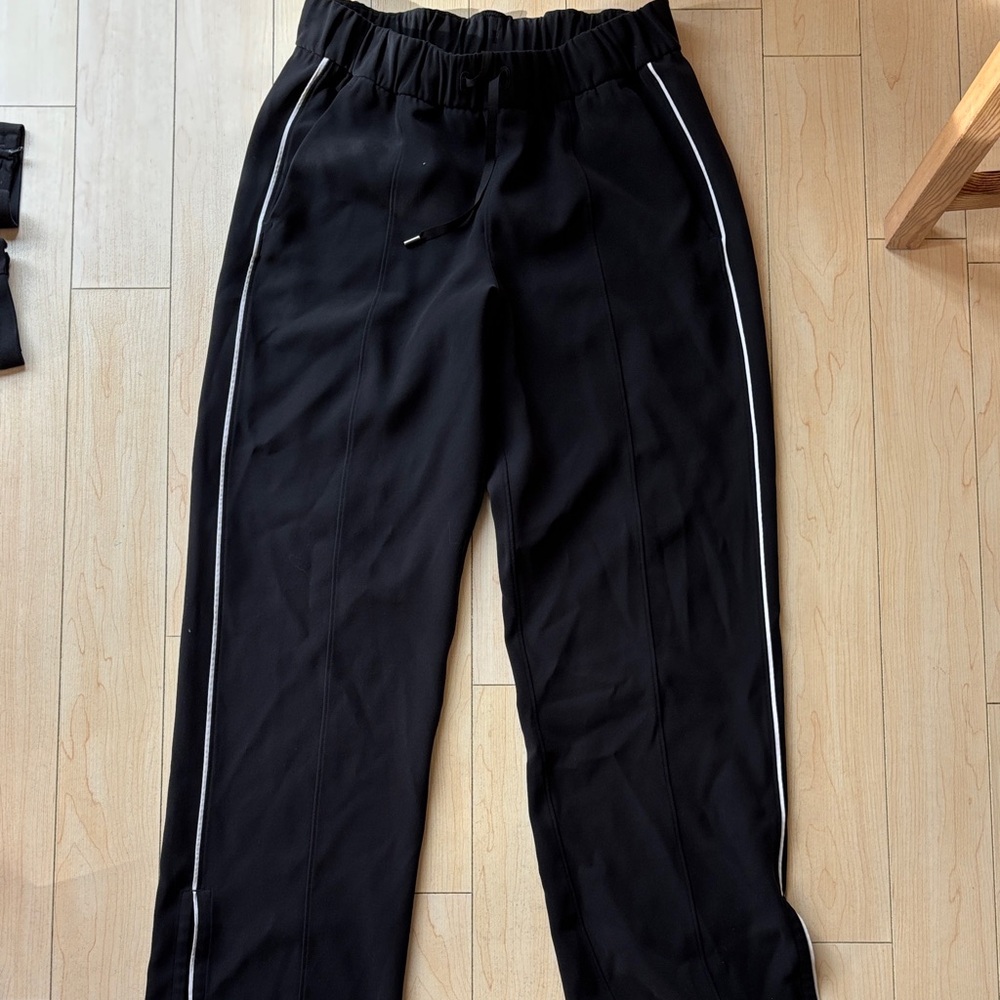 lululemon athletica Black Track Pants with White Side Piping